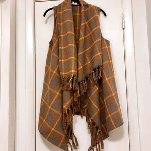 Plaid blanket vest
